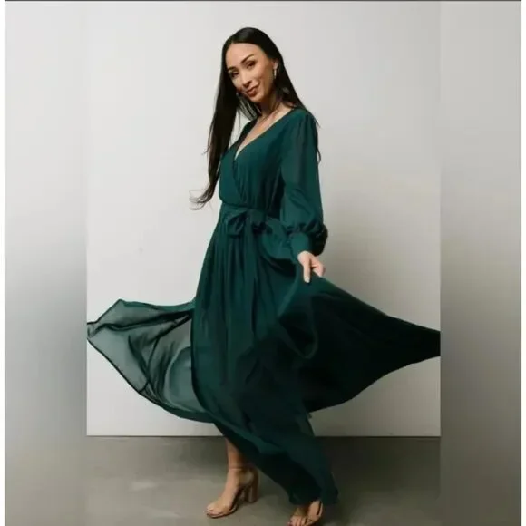 Baltic Born | Celine Maxi Dress | Hunter Green | Medium - Picture 4 of 15